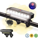 Farol Lanterna Bike 8 Led Potente Recarregável Usb Controle Buzina Integrada Sinalizador Luz Forte Ajustável Todo Tipo De Bicicleta Ybf