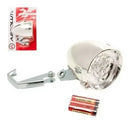 Farol de bicicleta retrô vintage cromado com 3 leds absoluto jy-592a