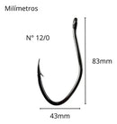 Anzol Super Cat Fish Black 12/0 Crown 05 Unidades Resistente
