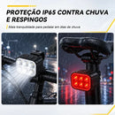 Kit Farol E Lanterna Bike Recarregável Led Bicicleta 6 Leds