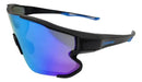 Óculos Corrida Bike Ciclismo Beach Tennis Pescaria Elleven Colors Armação Preto Lente Espelhada Azul