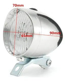 Farol de bicicleta retrô vintage cromado com 3 leds absoluto jy-592a