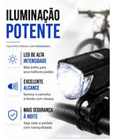 Kit Farol e Lanterna Premium Para Bicicleta Potente Recarregável Led Bike Ciclismo USB 400 Lúmens Prova D'Água Comica