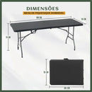 Mesa Dobrável Vira Maleta Com Alça Portátil 1.80m Para Camping Pesca Jardim Área Externa Ou Interna Salão De Festas Gourmet Cor Preto Luvinco