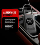 Mini Compressor Digital Portátil para Carro Moto e Bicicleta com Calibrador Digital Inflador Elétrico de Pneus LCD Lanterna LED Compacto e Recarregável Preto Marca Rezzet