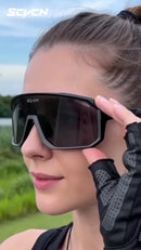 Óculos Ciclismo Fotocromático Transparente Scvcn Uv400 Armação Vermelho/preto