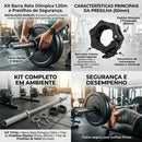 Kit Barra Reta Olímpica 50mm 1,20m  + Par Presilha Rápida