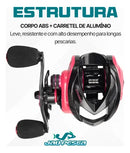 Carretilha Maruri New Crobat 7+1 Rolamentos Drag 7kg - Rosa - Direito