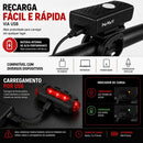 Kit Farol Bicicleta LED Recarregável USB NAVI / Lanterna Traseira Impermeável Luz Dianteira Potente Alta Visibilidade Sinalizador LED MTB Speed Urbana Elétrica com Modos de Pisca e Fixação Fácil