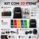 Kit 20 Itens Esportivos Para Treino Em Casa Academia Fitness Funcional Com Elásticos Extensor Puxadores Massageador Faixas Elásticas Mini Band P/ Exercícios Ginástica Fisioterapia Topsand Activewear