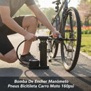 Bomba De Encher Pneus Bicicleta Carro Moto Bola Colchão Manual Portátil 160psi Preto Bomba de ar de Pedal