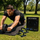 Kit Ginastica Rodinha Abdominal + Suporte Barra De Flexão Preto e Azul