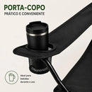 Cadeira De Pesca Dobrável Com Apoio De Braço E Porta Copos Cor Preto B&G SHOPPING