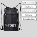 Mochila Saco Fanza Moda e Acessórios Preto Sport 35x45cm Com Bolso Zíper