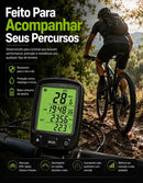 Ciclocomputador Bike Velocimetro Digital Com Fio Lcd Backlight 27 Funções Hodometro Temperatura Relogio Bicicleta Mtb Speed