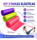 Kit 3 Faixas Elásticas Thera Band Exercício Fisioterapia Alongamento Yoga Pilates Resistência Treino em Casa Inboxmobile