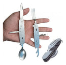Talher Multifuncional 6 Em 1 Aço Inox Camping Pesca Trilha