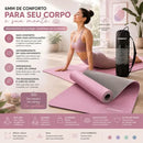 Tapete De Yoga Rubber Fit Tpe Biodegradável 6mm Cor Rosa e Cinza