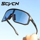 Óculos Ciclismo Fotocromático Transparente Scvcn Uv400 Armação Vermelho/preto