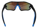 Óculos Corrida Bike Ciclismo Beach Tennis Pescaria Elleven Colors Armação Preto Lente Espelhada Azul