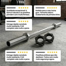 Kit Barra Reta Olímpica 50mm 1,20m  + Par Presilha Rápida