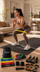 Kit 20 Itens Esportivos Para Treino Em Casa Academia Fitness Funcional Com Elásticos Extensor Puxadores Massageador Faixas Elásticas Mini Band P/ Exercícios Ginástica Fisioterapia Topsand Activewear