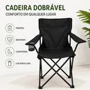 Cadeira De Pesca Dobrável Com Apoio De Braço E Porta Copos Cor Preto B&G SHOPPING