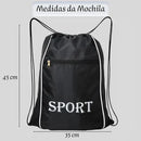 Mochila Saco Fanza Moda e Acessórios Preto Sport 35x45cm Com Bolso Zíper