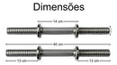 Par Barra Maciça 40cm Halteres Rosca Dumbell Treino Academia