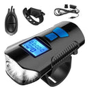 Farol Bike Com Velocímetro e Buzina YBF, Iluminação Dianteira LED Recarregável