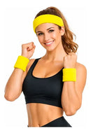 Kit Headband Punhos Fantasia Anos 80 Corrida Academia Malhar