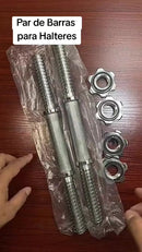 Par Barra Maciça 40cm Halteres Rosca Dumbell Treino Academia