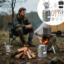 Kit Cozinha Camping Panelas Completo 14 Pecas Mini Fogareiro Cinza Fogao Portatil Acampamento Talheres Dobraveis Copos Pratos Bolsa Transporte Viagem Trilha Camping Pesca Outdoor Utensilios