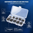 Kit 600 Anzóis Aço Carbono #3 Ao #12 Com Caixa