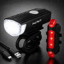 Kit Farol Bicicleta LED Recarregável USB NAVI / Lanterna Traseira Impermeável Luz Dianteira Potente Alta Visibilidade Sinalizador LED MTB Speed Urbana Elétrica com Modos de Pisca e Fixação Fácil