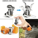 Kit Cozinha Camping Panelas Completo 14 Pecas Mini Fogareiro Cinza Fogao Portatil Acampamento Talheres Dobraveis Copos Pratos Bolsa Transporte Viagem Trilha Camping Pesca Outdoor Utensilios
